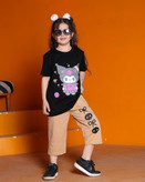 تیشرت شلوارک نخ پنبه کرومی دخترانه