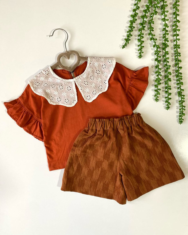 کراپ و دامن شلواری نخ پنبه دخترانه