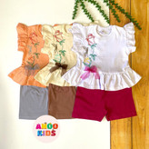 تاپ و شلوارک نخ پنبه دخترانه آلایاز