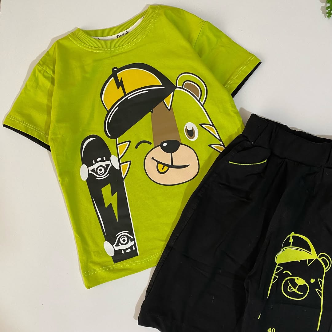 تیشرت و شلوارک نخ پنبه پسرانه تورتک