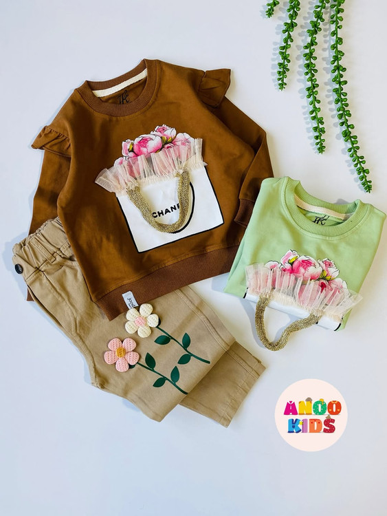 بلوز طرح گل دخترانه