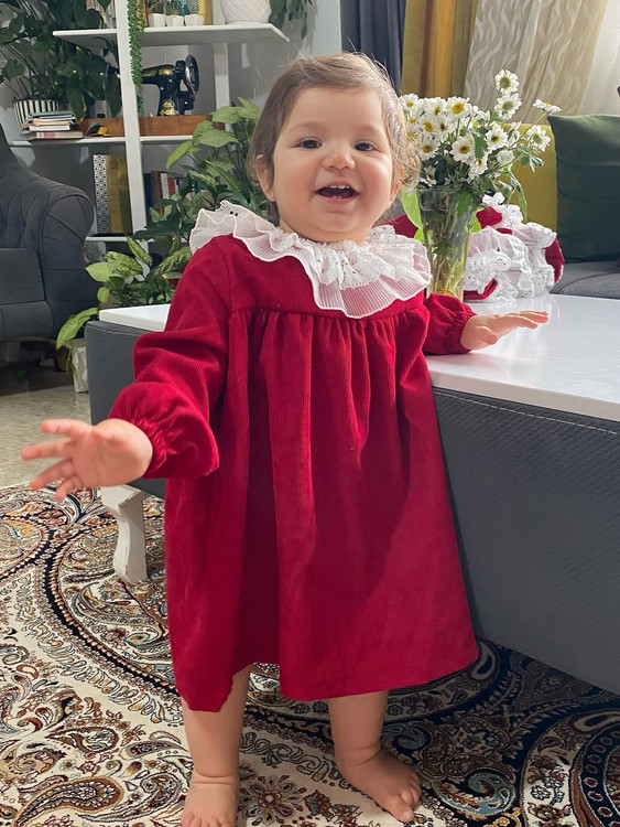 پیراهن دخترانه شیک مخمل کبریتی یلدایی