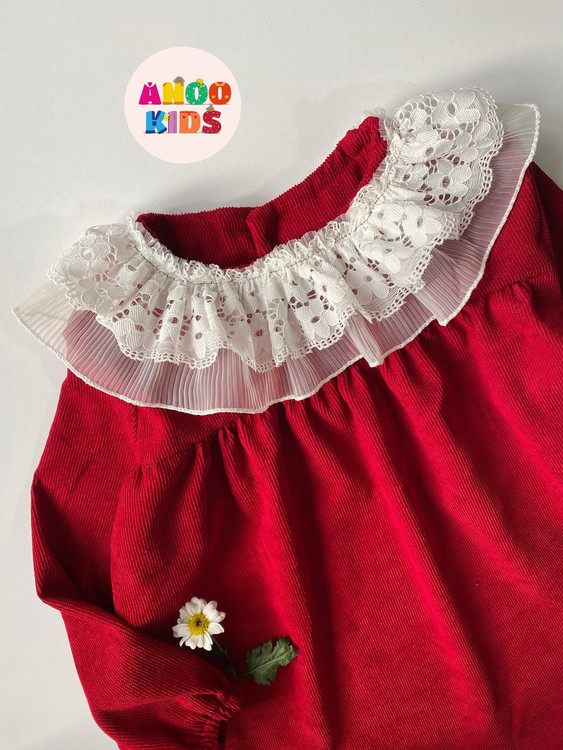 پیراهن قرمز مخمل کبریتی