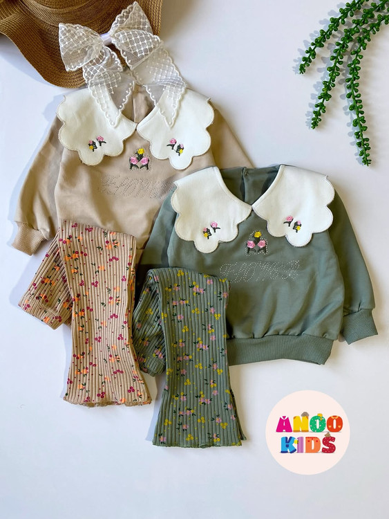 ست دخترانه یقه دلبری